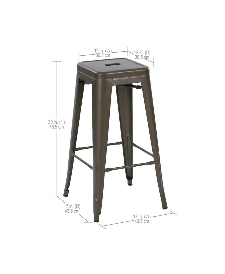 Howard 30inch Metal Stool, Set of 4, Gunmetal Color, Backless Style for Indoor