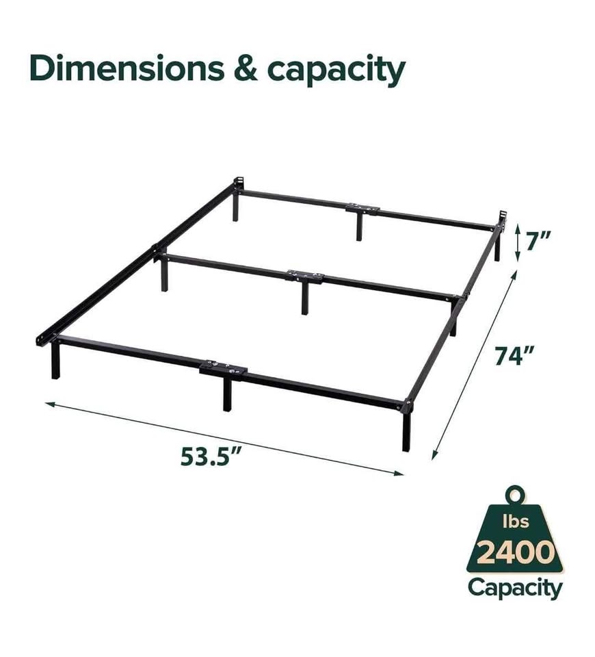 ZINUS Michelle Compack 9-Leg Support Bed Frame, for Box Spring and Mattress Set, Black, Full Size