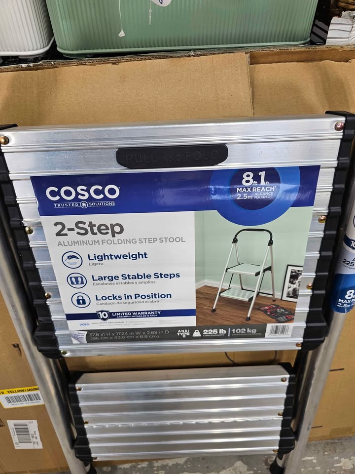 Cosco 2 Step All Aluminum Step Stool: Silver, 225 lb Capacity