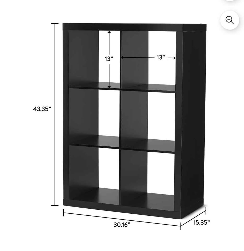 Better Homes & Gardens 6 Cube Storage Organizer, Solid Black