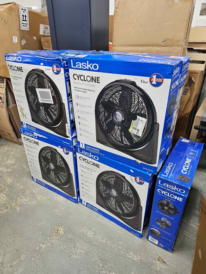 Lasko Floor Cyclone Fan, 20" Adjustable Tilt, Wall Mountable, 3 Speeds, Indoor Use, 2000 CFM