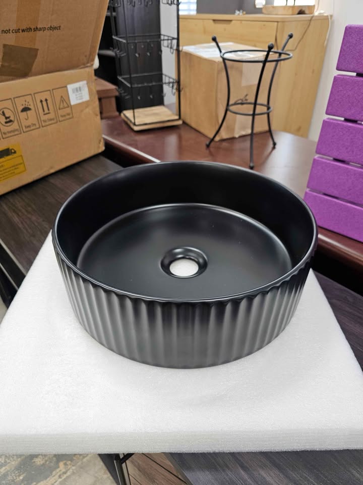 14" W x 4.7"H Black Stone Countertop Bathroom Sink top