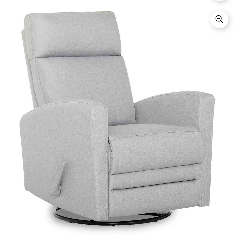  Dream On Me Chatham Nursery Glider Recliner and Rocking Chair in Gray, 360° Swivel Motion, Rocking