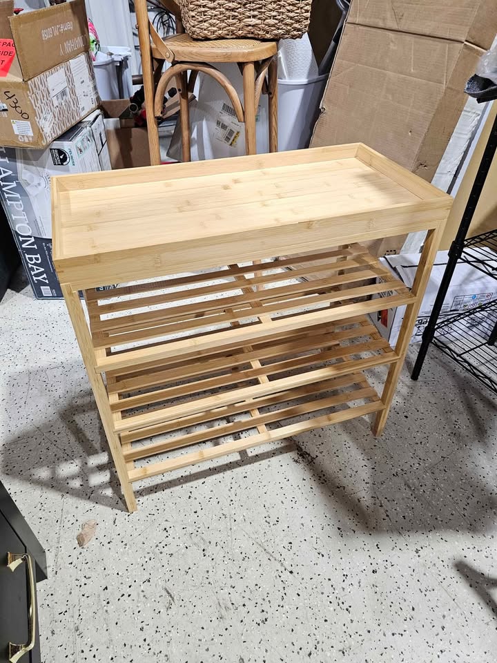  4 Tier Bamboo Shoe Rack, Holds 12 Pairs