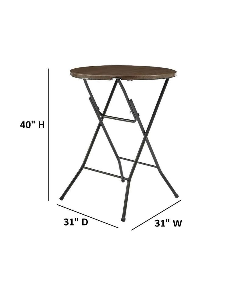 31" Round High-Top Folding Table, Walnut