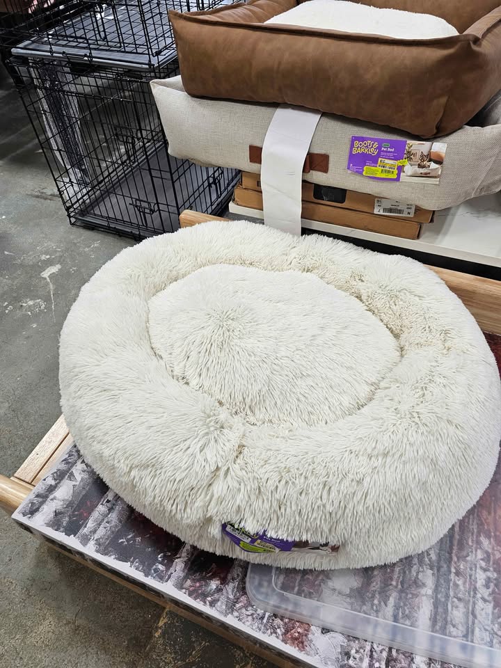  Donut Bolster Dog Bed - Boots & Barkley - Cream , Large