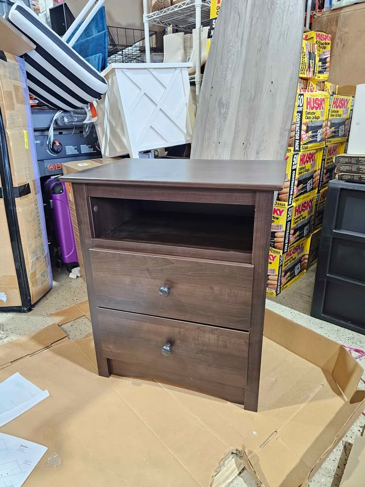  Fremont 2-Drawer Tall Nightstand With Open Cubbie, Espresso