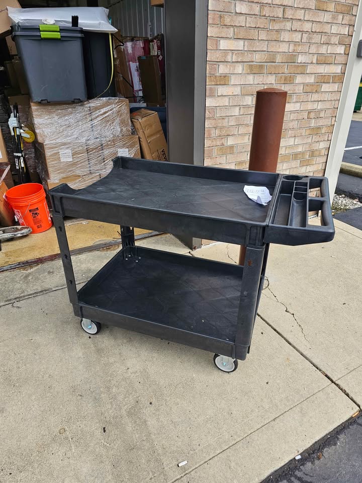  2-Shelf Utility/Service Cart, 45.7x25.6 Inch Utility Cart with 500 lbs. Capacity