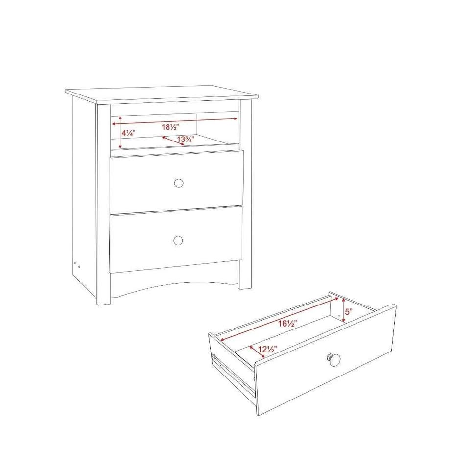  Fremont 2-Drawer Tall Nightstand With Open Cubbie, Espresso