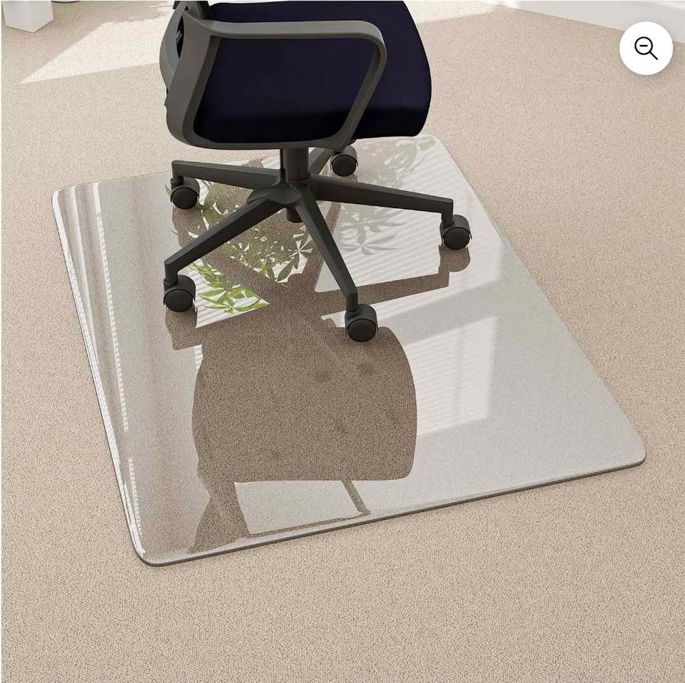  BEAUTYPEAK 36" x 46" Tempered Glass Office Chair Mat for Carpet or Hard Floor Protection
