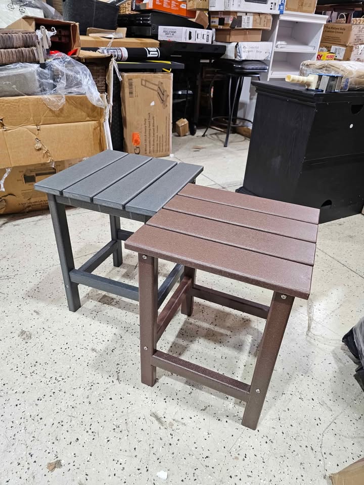  Mason 18 in. Gray Poly Plastic Fade Resistant Outdoor Patio Square Adirondack Side Table