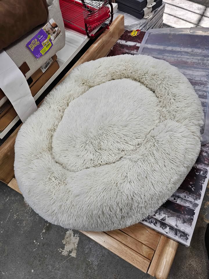  Donut Bolster Dog Bed - Boots & Barkley - Cream , Large