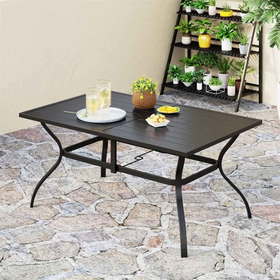 60" Outdoor Patio Dining Table, Large Rectangle Dining Table