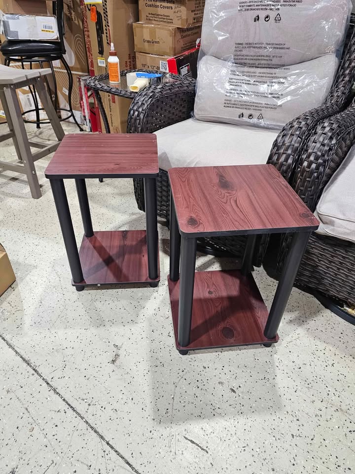( Set of 2) Furinno Turn N Tube Dark Cherry Simple End Table
