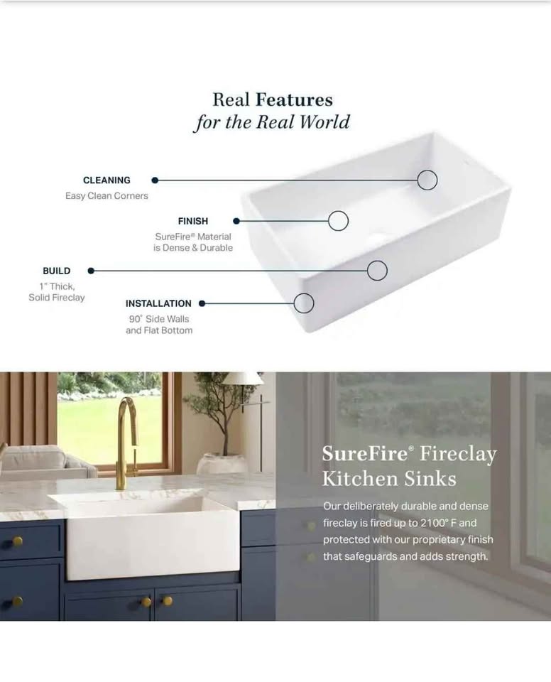 SINKOLOGY Turner 30" Farmhouse Apron Front Undermount Single Bowl Crisp White Fireclay Kitchen Sink