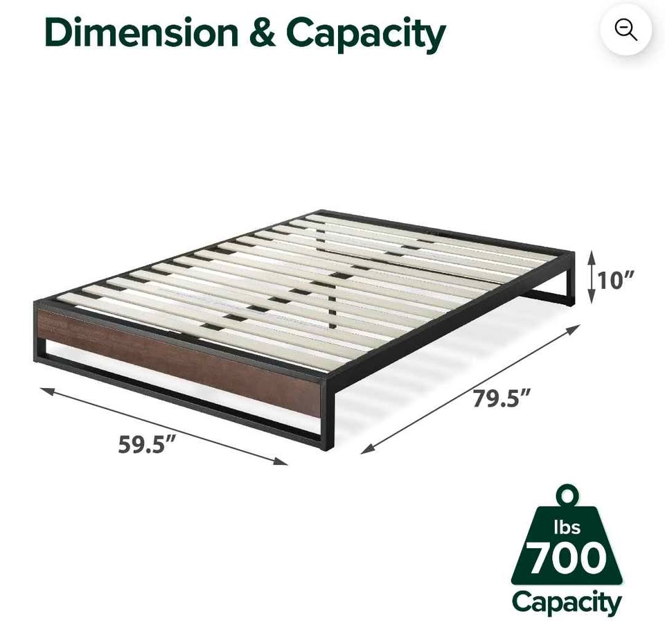 Zinus Good Design Winner Suzanne 10" Bamboo and Metal Platform Bed, Queen
