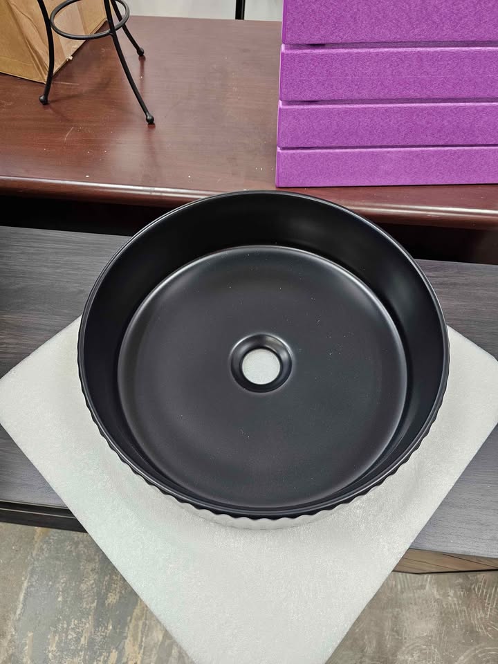  14" W x 4.7"H Black Stone Countertop Bathroom Sink top