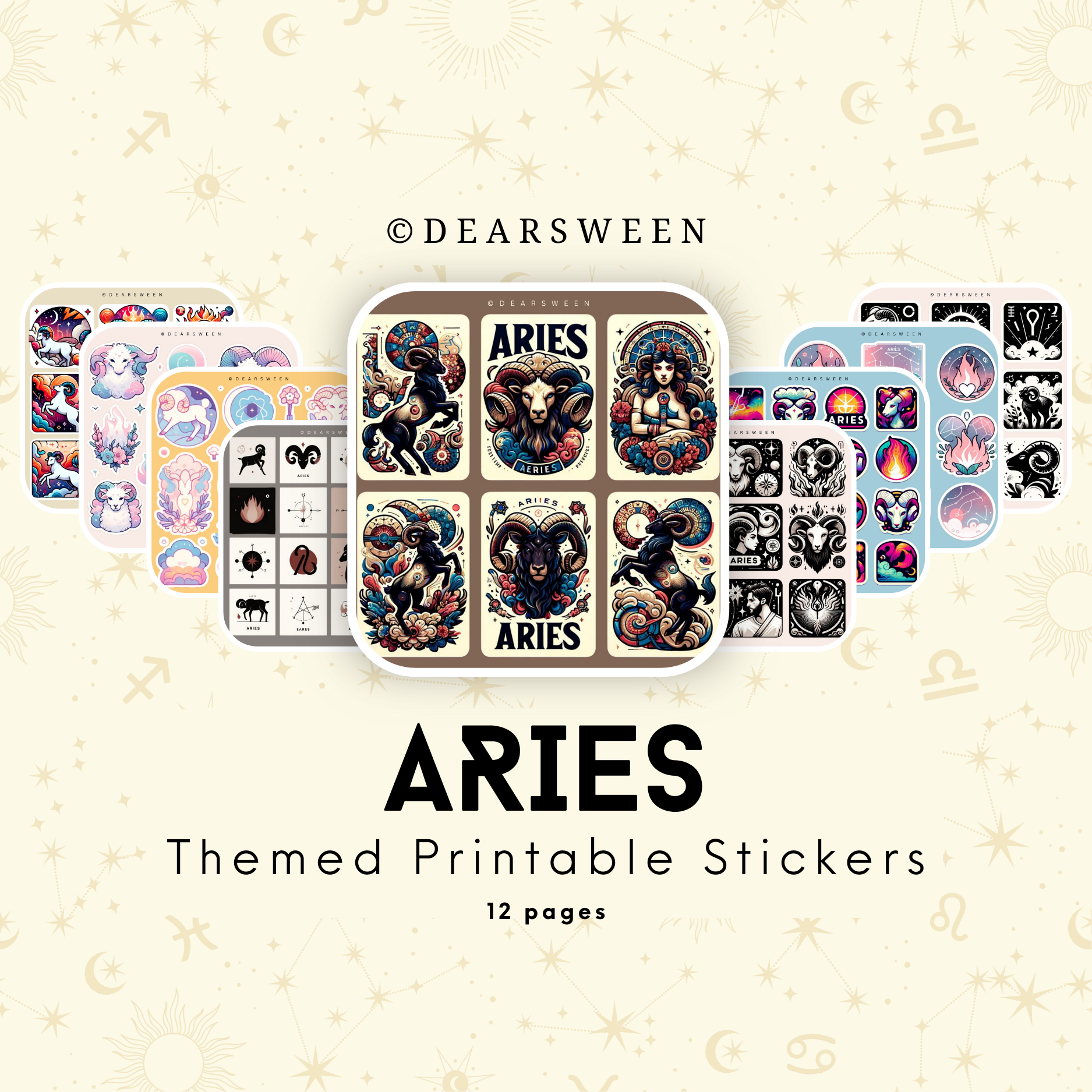Aries Themed Printable Stickers