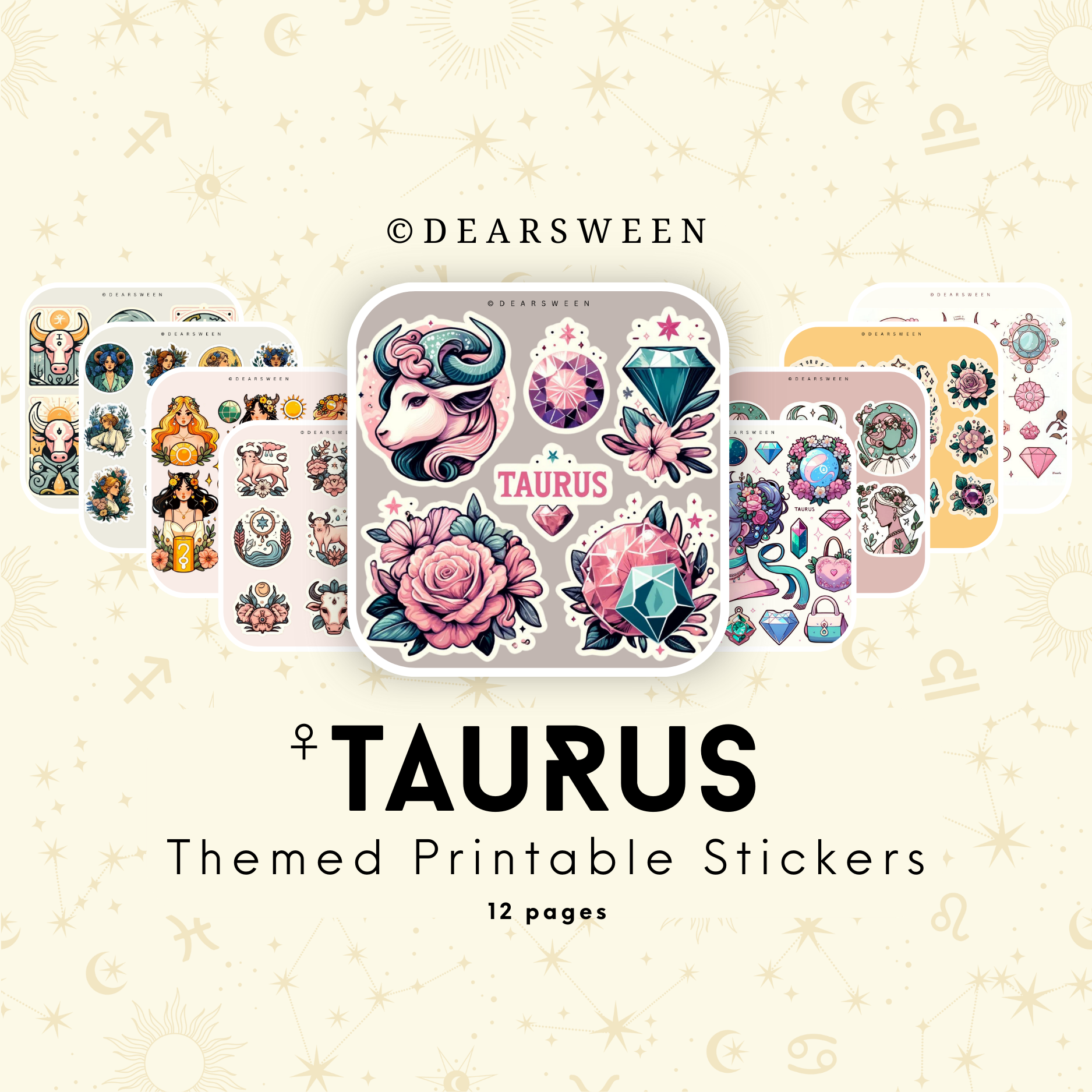 Taurus Themed Printable Stickers