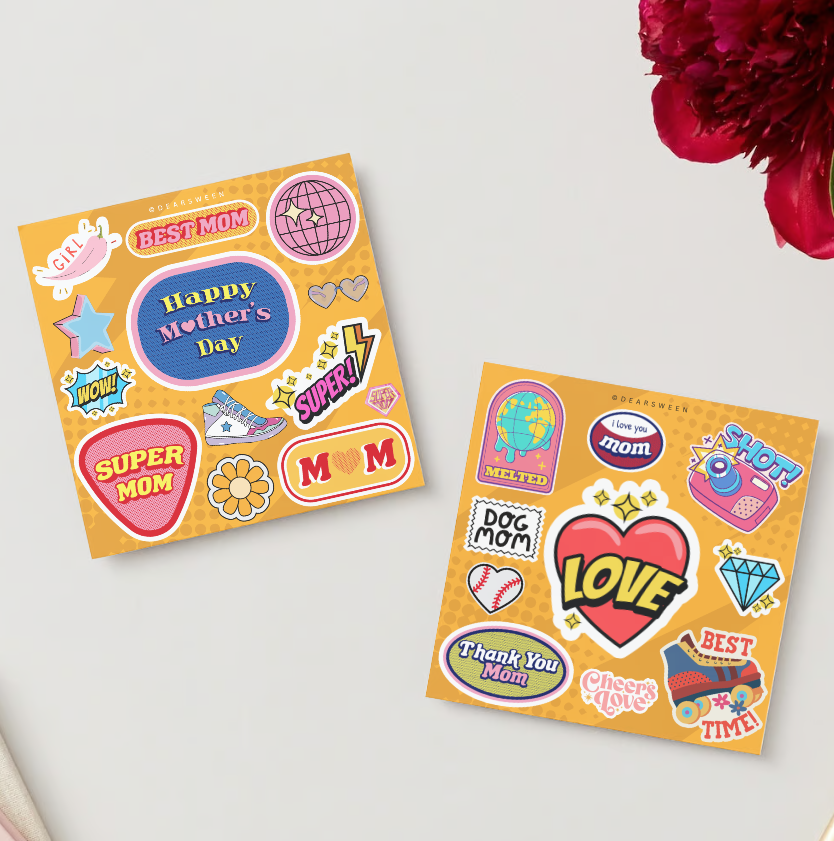 Mother's Day Printable Stickers Pack - 6 Unique Pages - Digital PDF