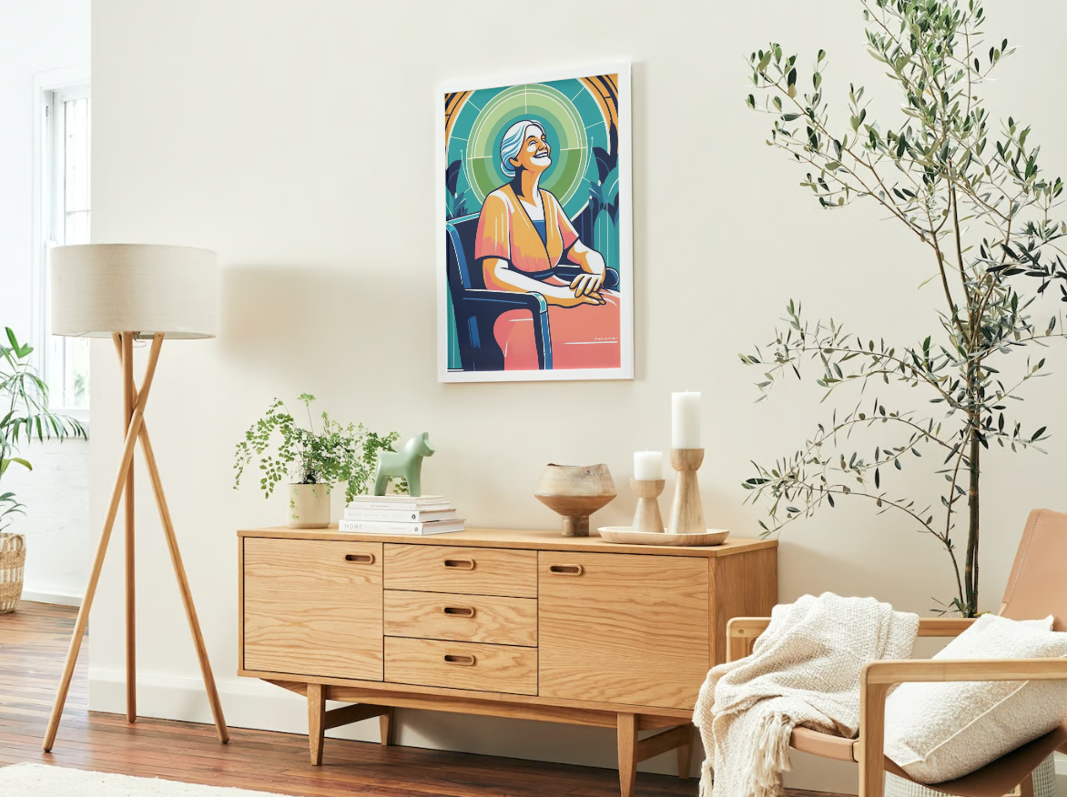 Radiant Mother's Day Printable Poster: Joyful Matriarch Art Deco Design
