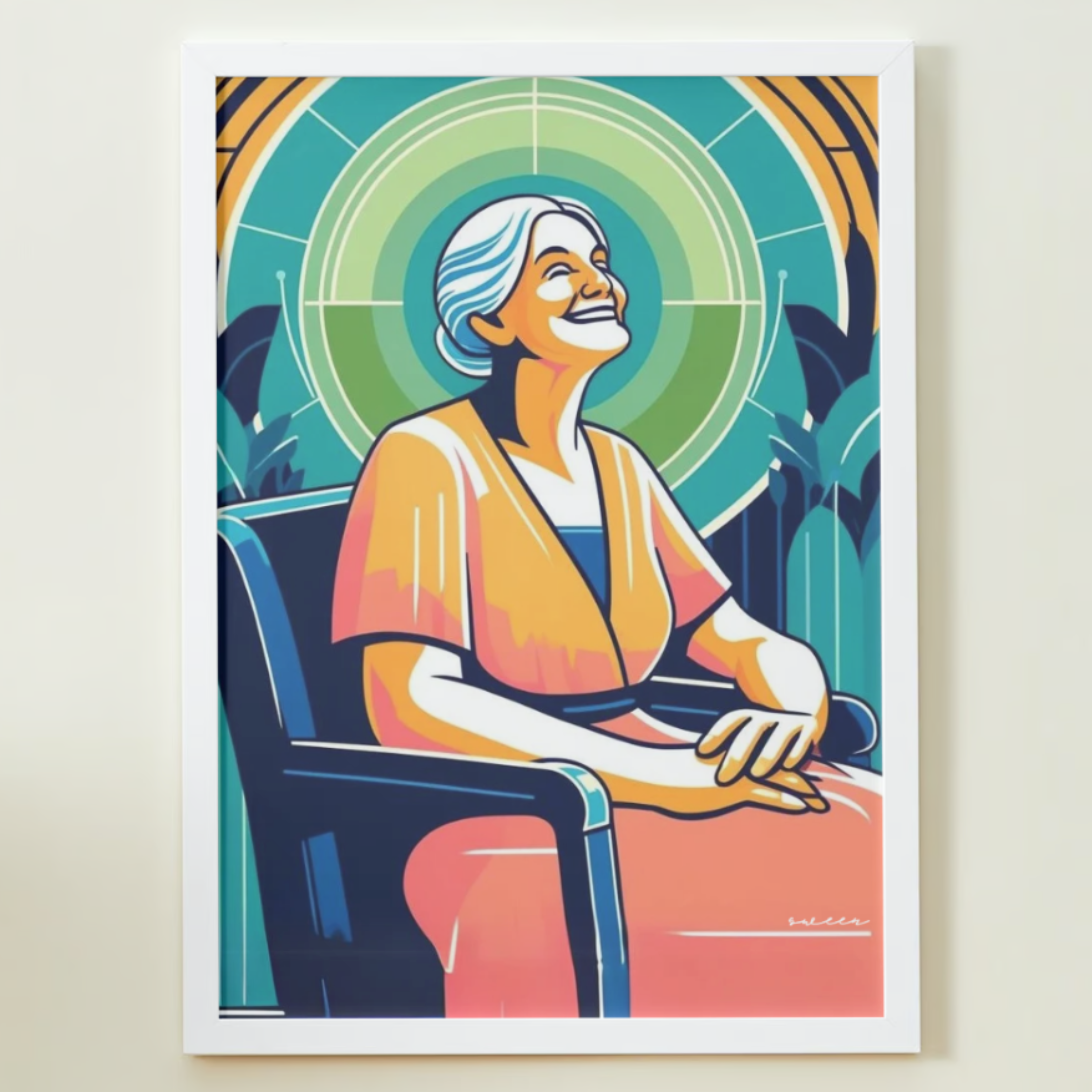 Radiant Mother's Day Printable Poster: Joyful Matriarch Art Deco Design