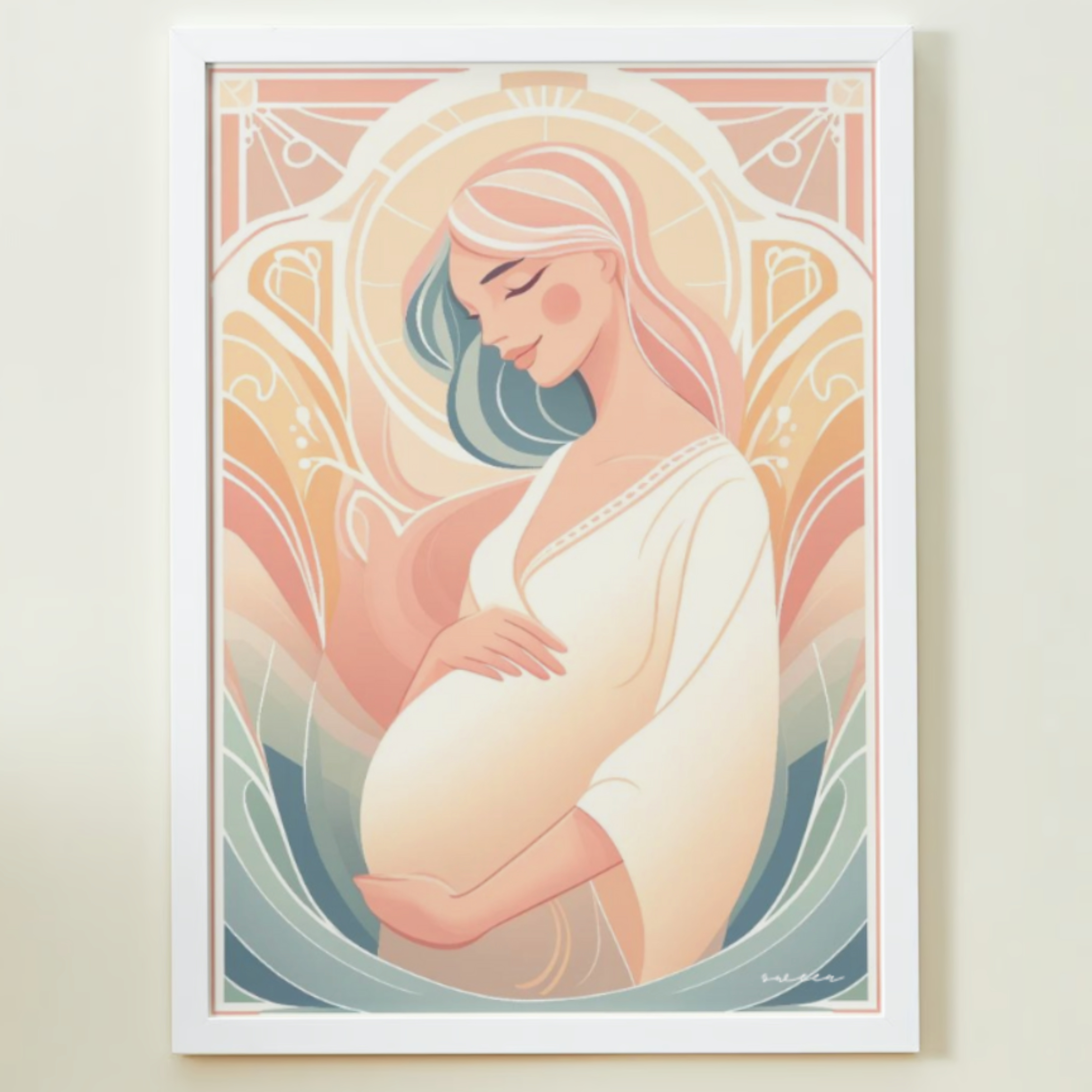 Graceful Maternity Mother's Day Poster: Serene Printable Art for Expectant Moms