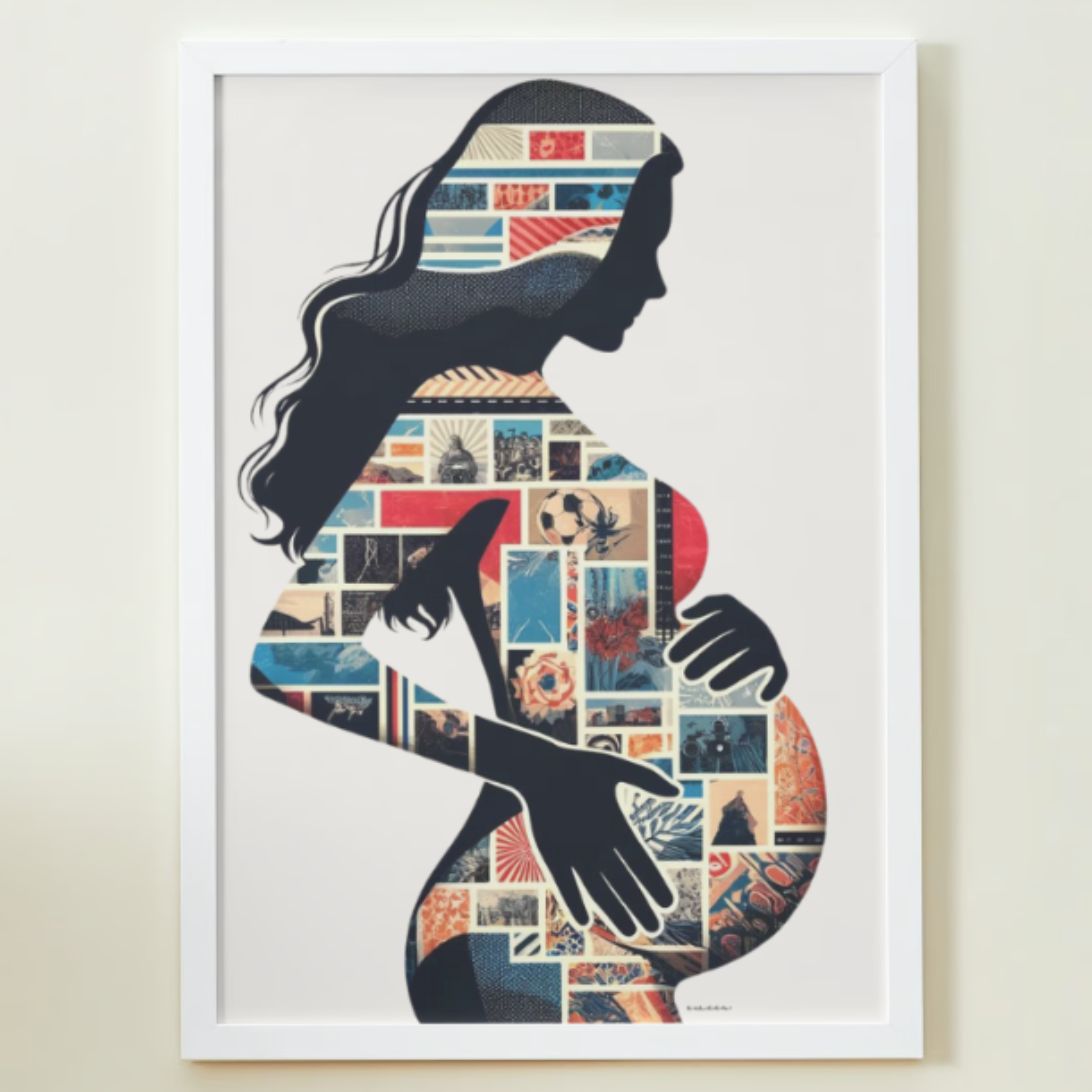 Artistic Mother's Day Printable Poster: Expectant Mother Silhouette Collage