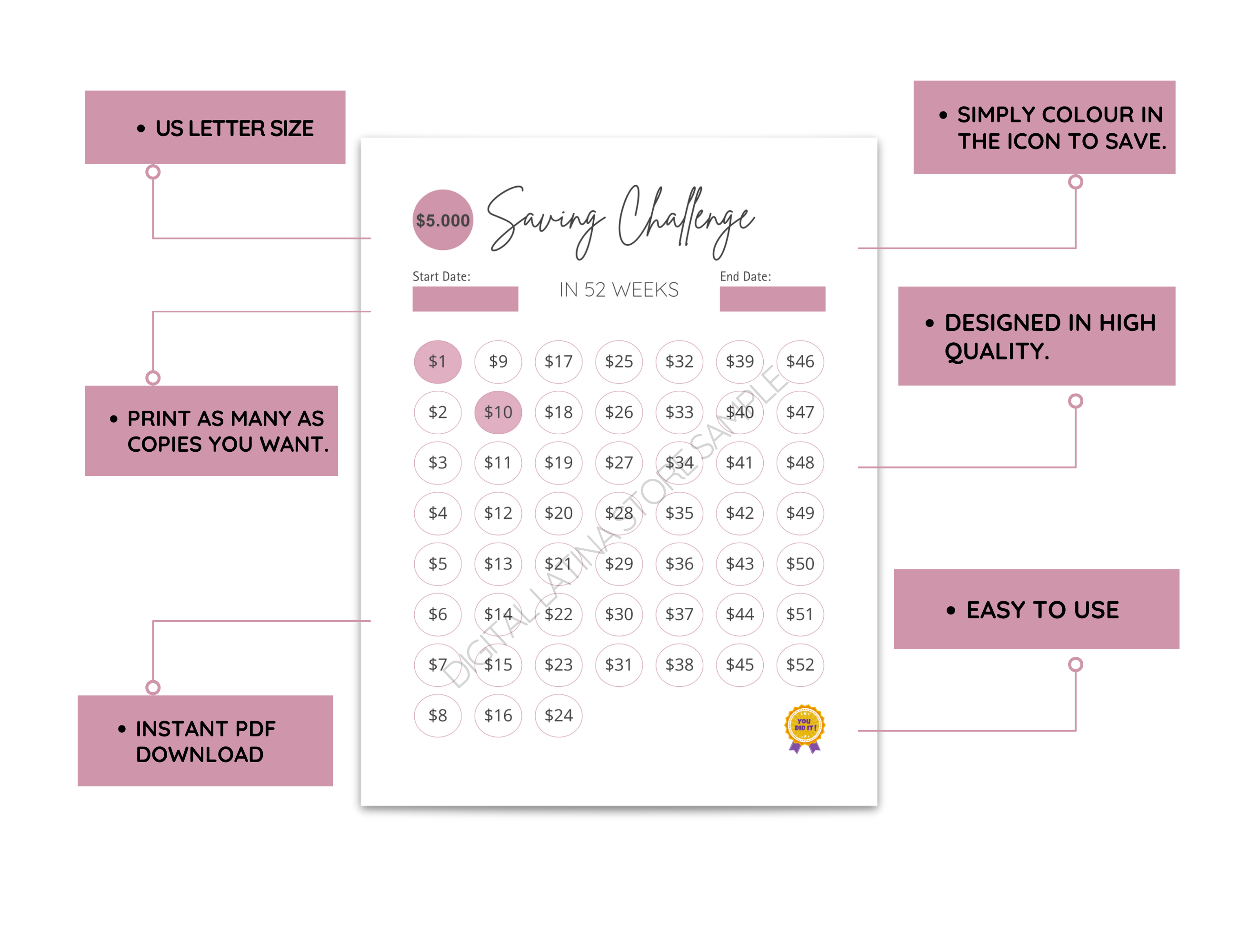 RETO DE AHORRO IMPRIMIBLE - (Versión en Inglés)