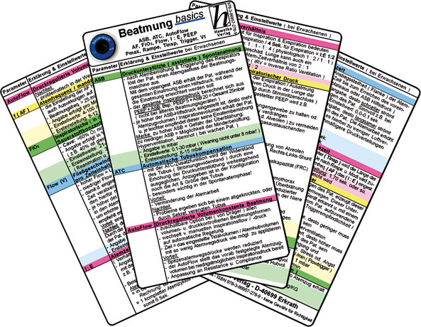 Beatmung basics - ASB, ATC, AutoFlow, AF, FiO2, Flow, I:E, PEEP, Pmax, Rampe, Tinsp, Trigger, Vt (2er Set)