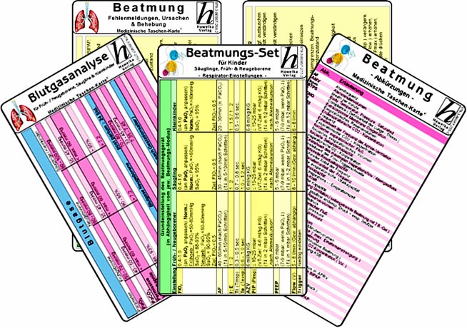 Beatmungs-Karten-Set für Kinder, Säuglinge, Früh- & Neugeborene