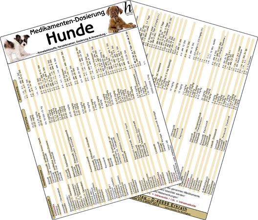Medikamenten-Dosierung Hunde -Arzneiwirkstoffe, Handelsnamen, Dosierung & Anwendung-