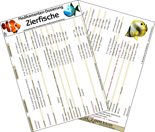 Medikamenten-Dosierung Zierfische -Arzneiwirkstoffe, Handelsnamen, Dosierung & Anwendung-