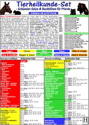 Tierheilkunde-Karten Set " Schüssler-Salze & Bachblüten für Pferde "