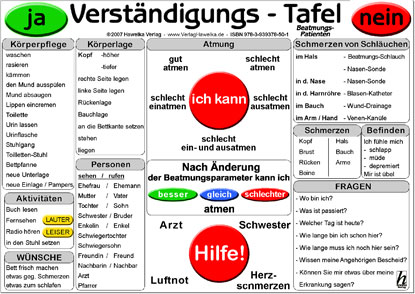 Verständigungs-Tafel - Beatmungs-Patienten - (laminiert) DIN A3