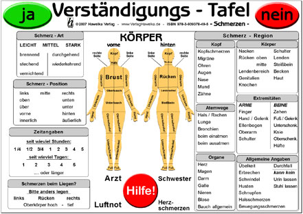 Verständigungs-Tafel - Schmerzen - (laminiert) DIN A3
