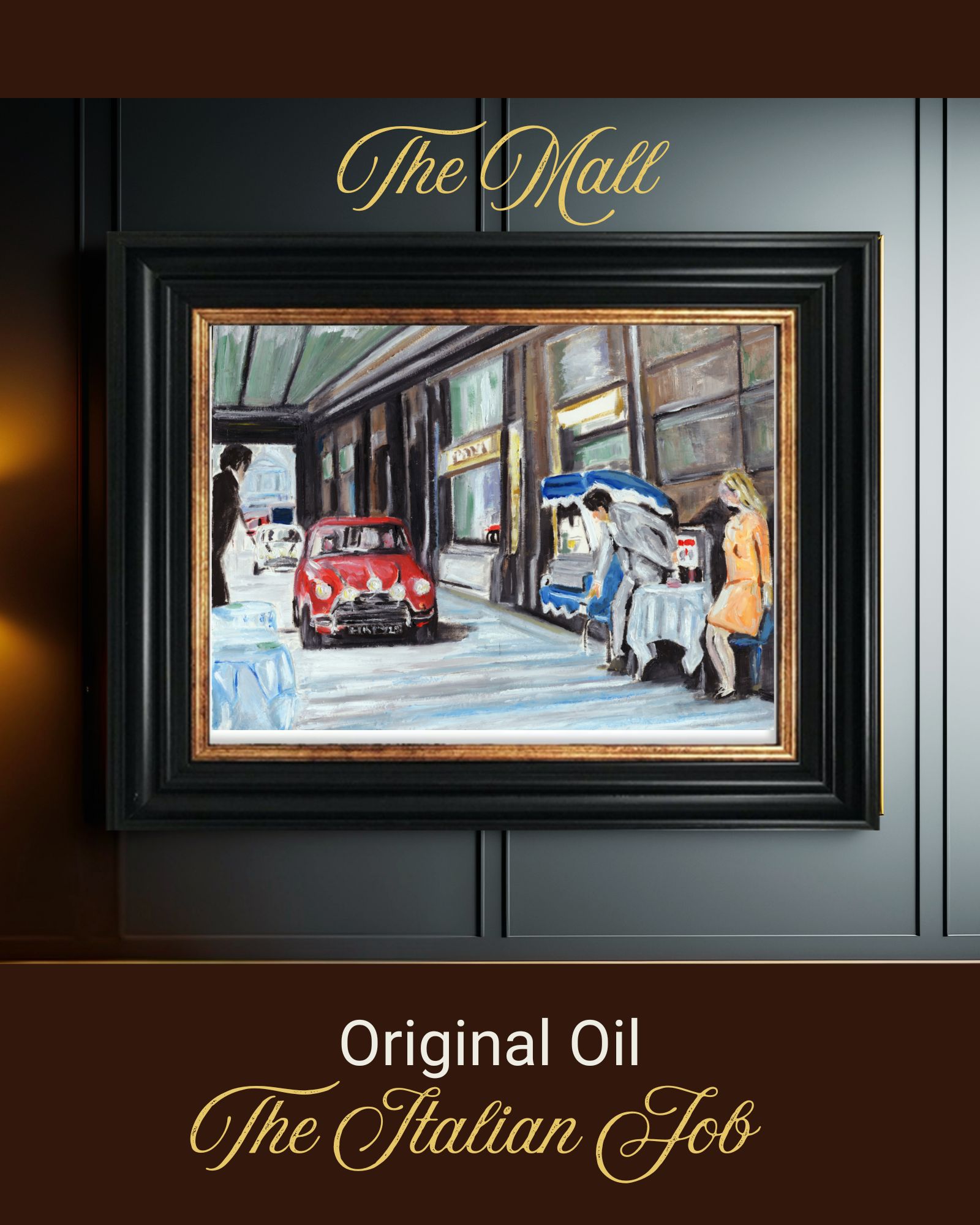 The Italian Job - Red Mini On The Run -Original oil painting 