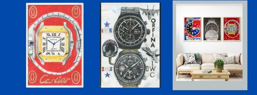 Cartier Abstract Limited Edition Fine - A4 Stretched Canvas In Black or White Wood Tray. 