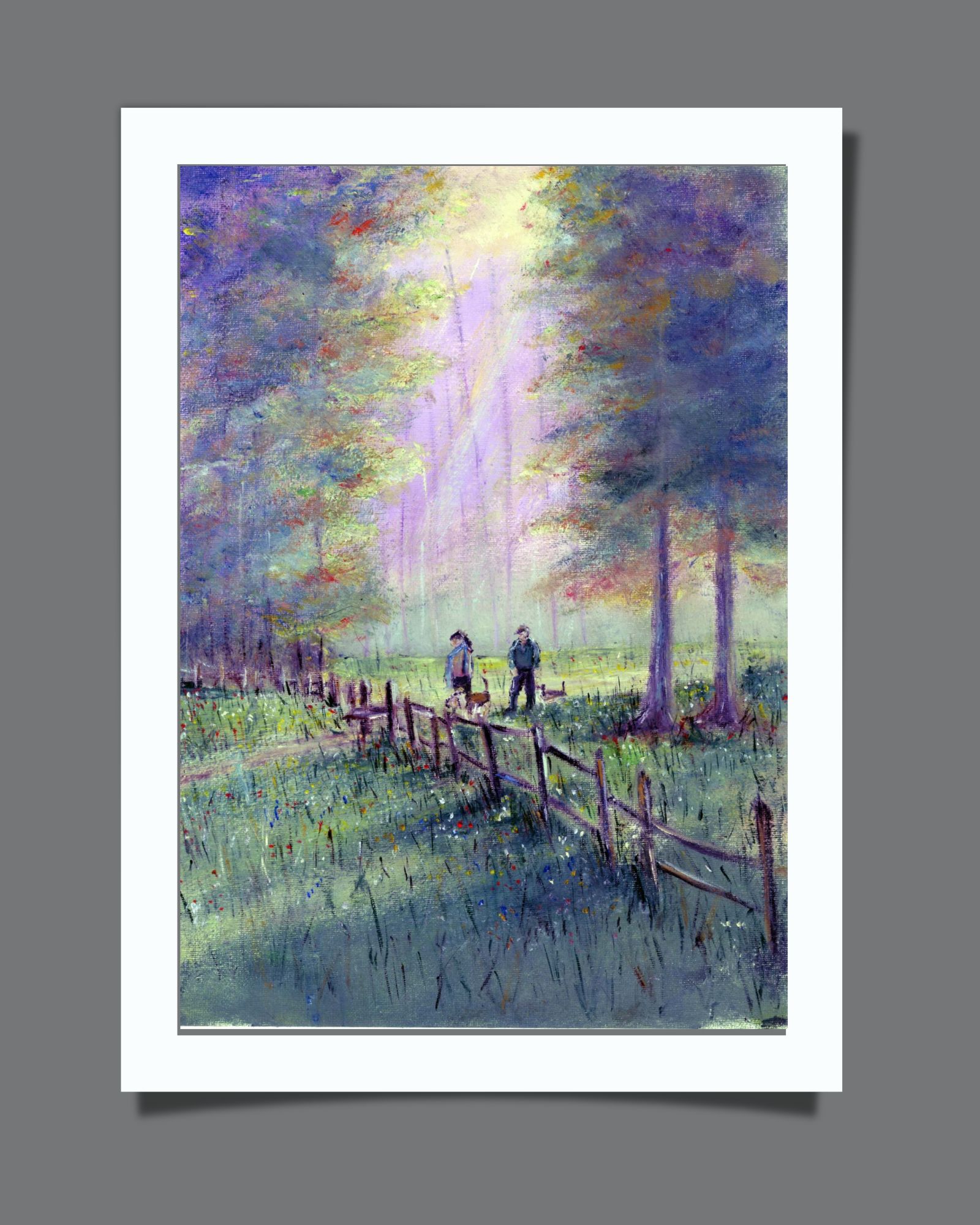 Sunlit Forest Walk Painting - Over The Style - Oil Painting Limited Editions and Original Available. 