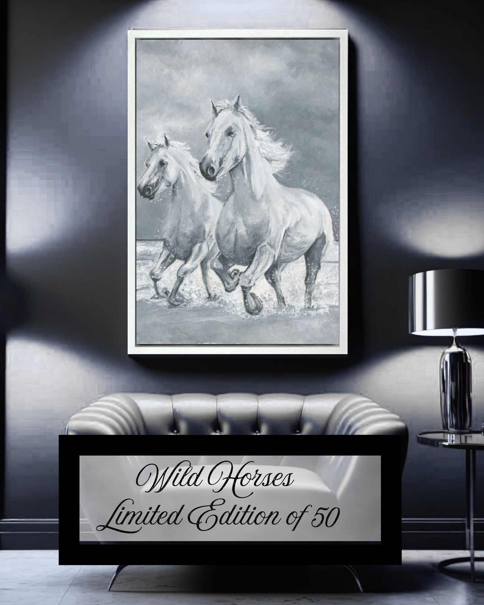 Wild Horses Original Oil, Limited Edition Stretched Canvas or Giclee Print. 