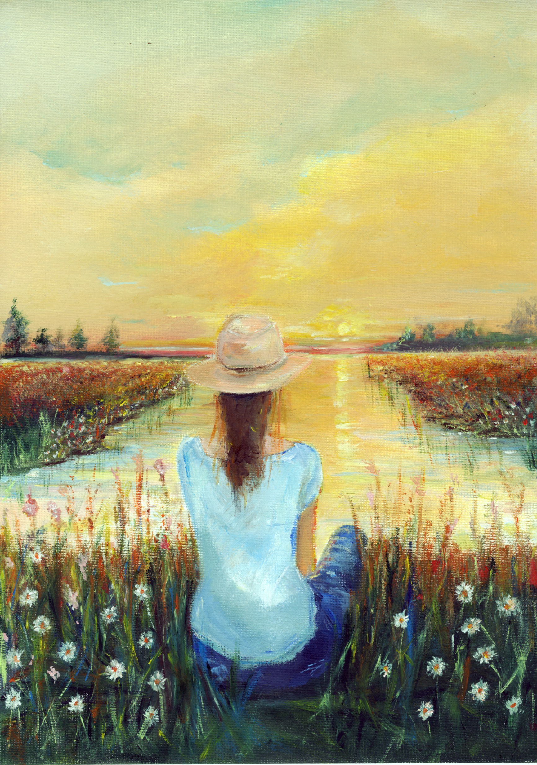 Sunset Reflection Painting