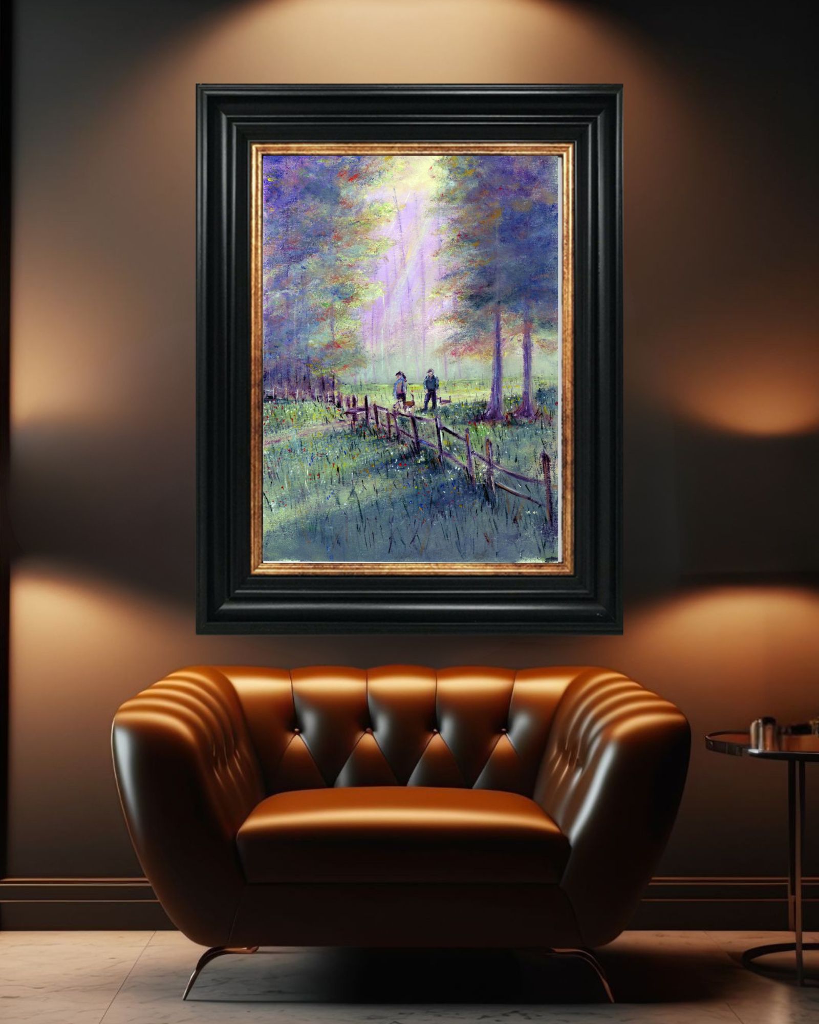 Sunlit Forest Walk Painting - Over The Style - Oil Painting Limited Editions and Original Available. 