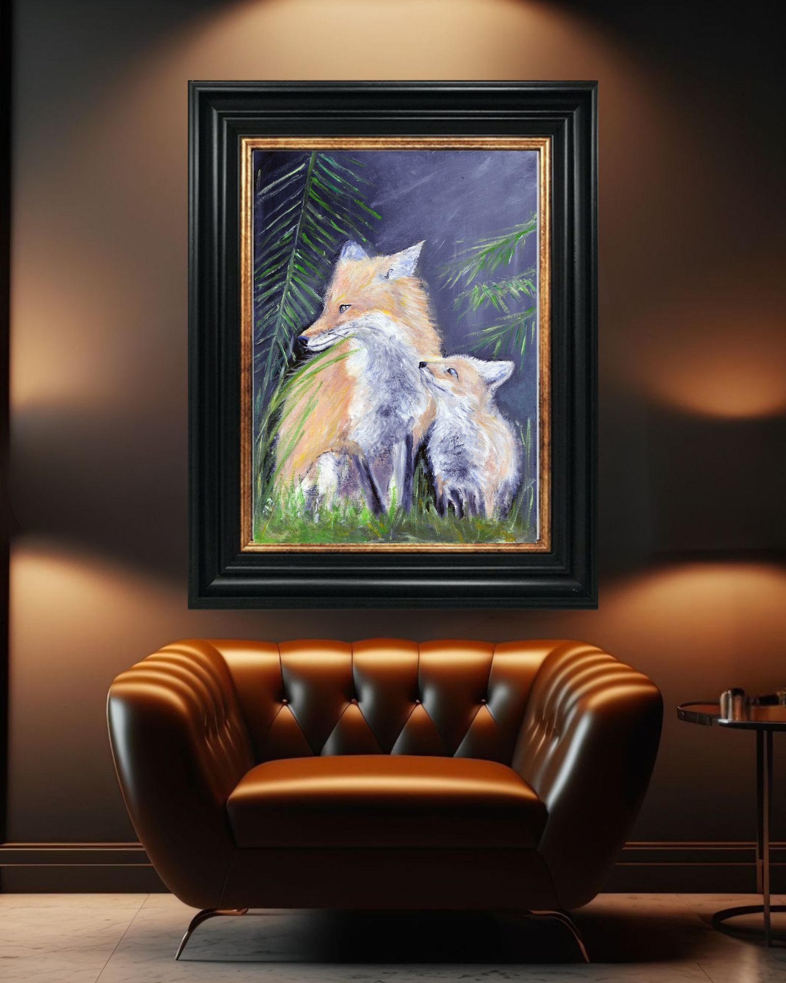 Painting of the Fox Cub with Mother