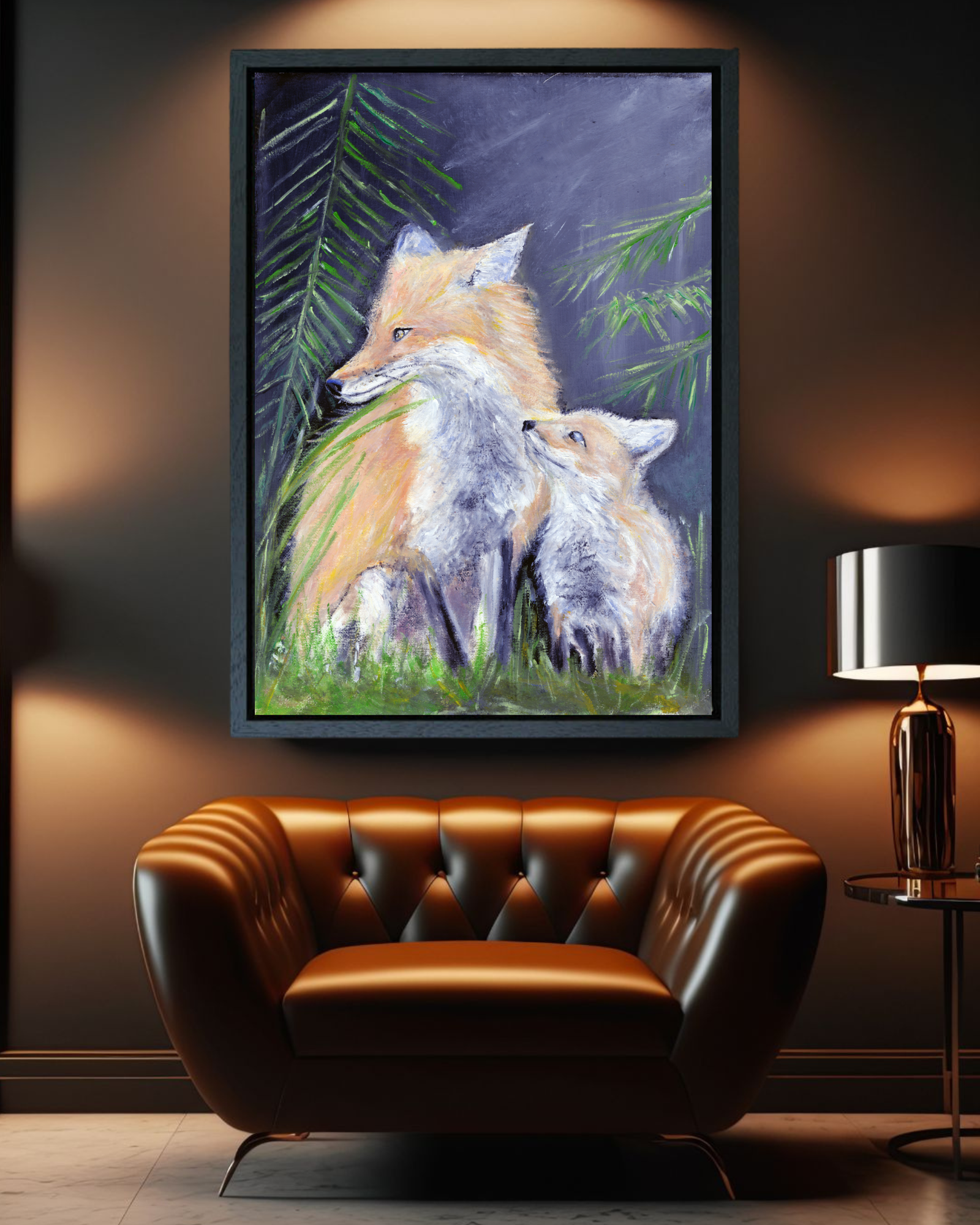 Painting of the Fox Cub with Mother