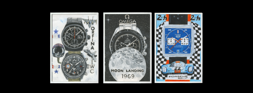 Omega Watch Limited Edition Stretched Canvas With Black or White Wood Tray Frame