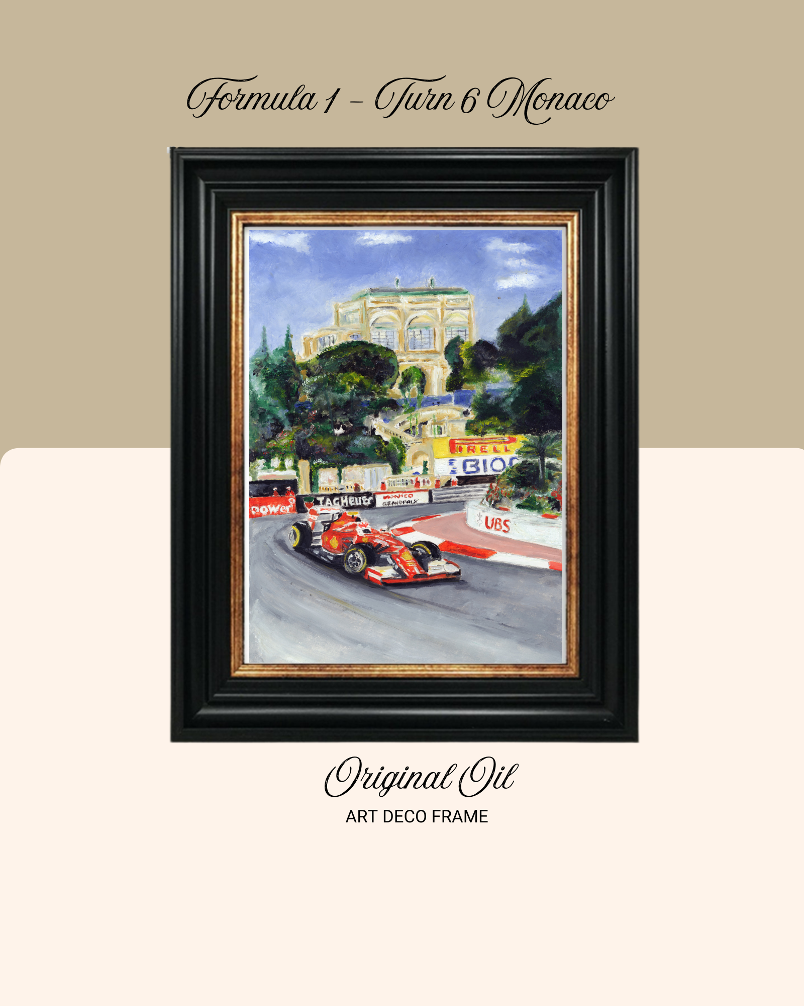 Formula 1 Monaco Turn 6 Red Ferrari Giclee Print or original 