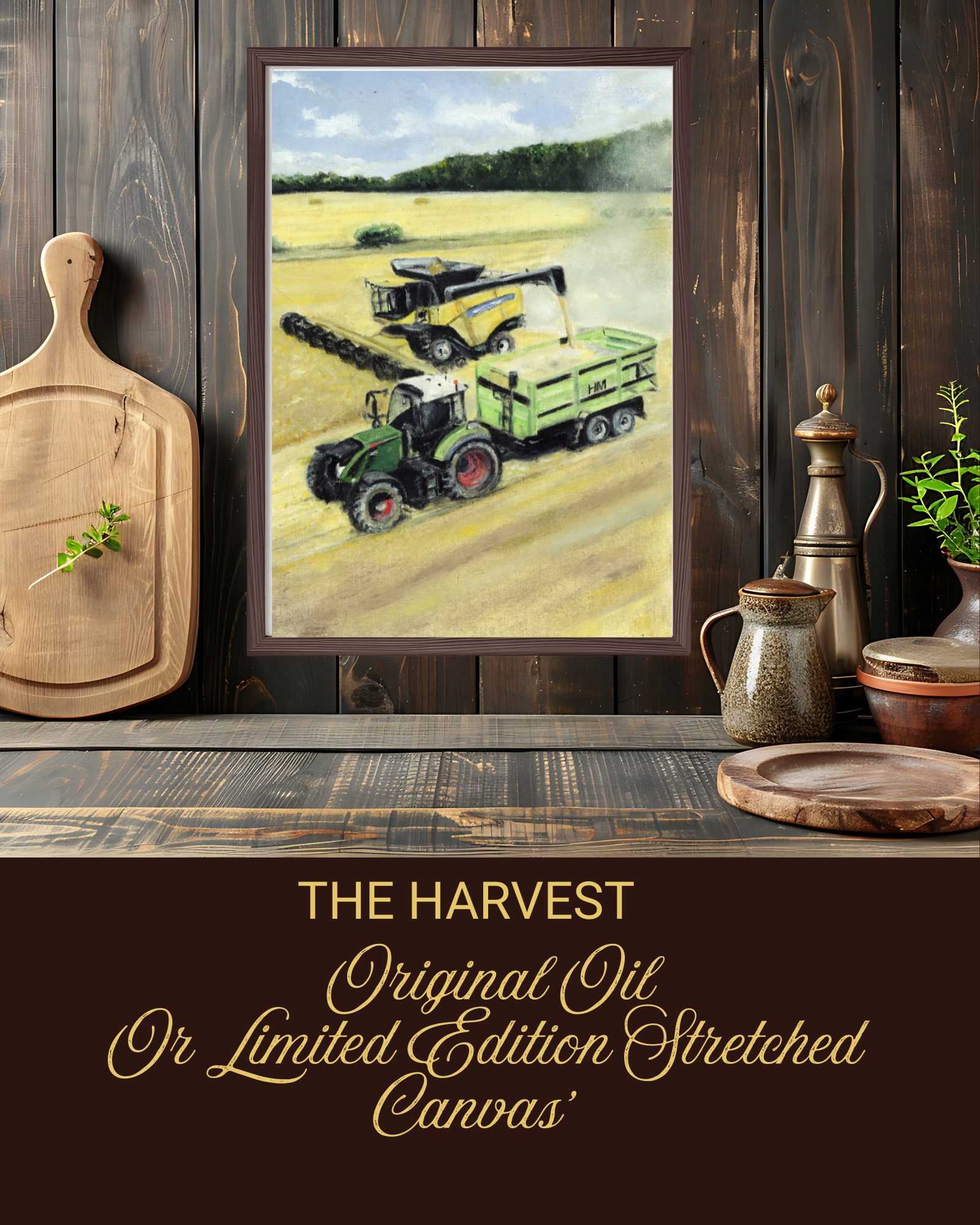 Harvesting Machinery - Limited Edition Stretched Canvas with wood tray frame. 