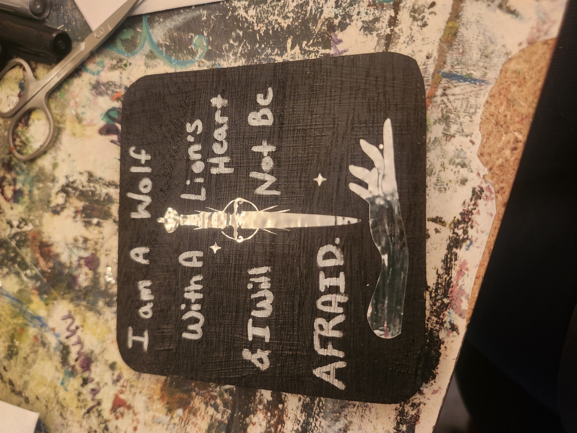 Wood and Vinyl Decorative Plaque