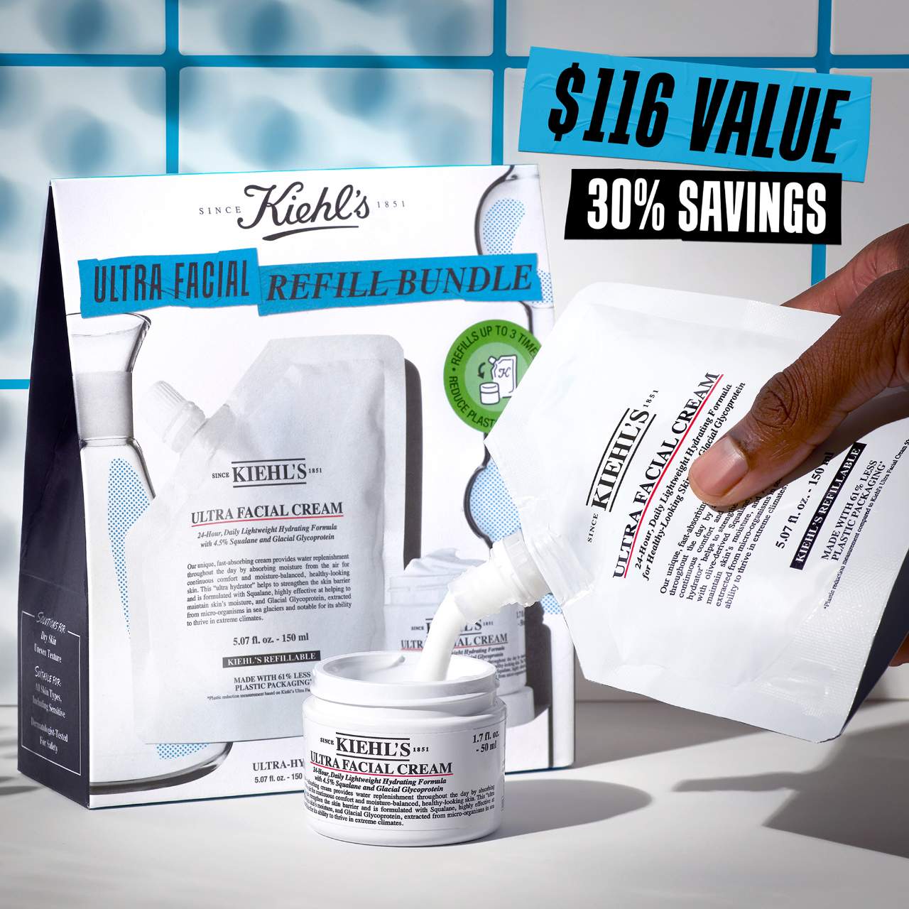 KIEHLS ULTRA FACIAL REFILL BUNDLE 