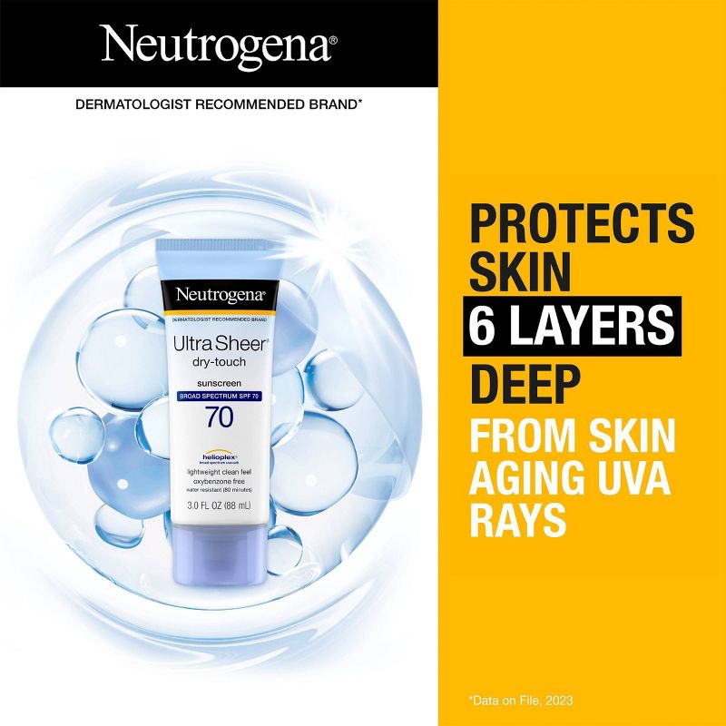 NEUTROGENA ULTRA SHEER DRY-TOUCH OXYBENZONE-FREE SUNSCREEN LOTION BROAD SPECTRUM SPF 70